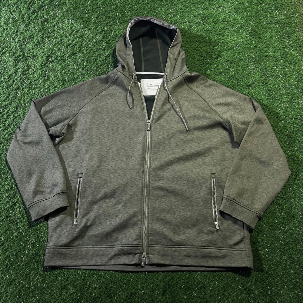 Peter Millar Placid Performance Full Zip Hoodie Jacket Green Men XXL MF18EK75